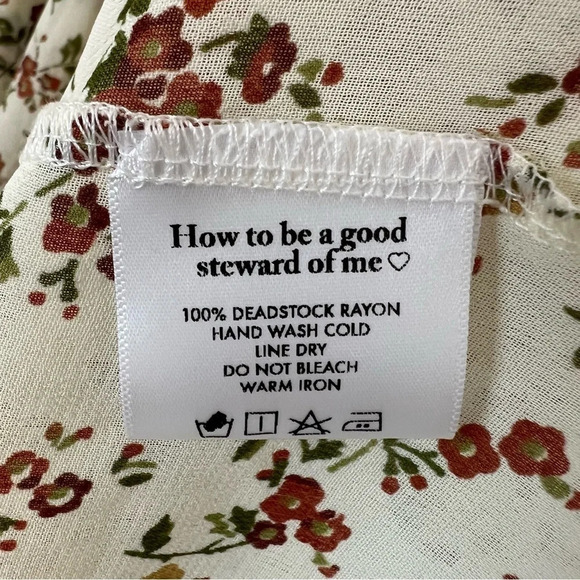 Gracemade Boho Ditsy Floral Long Sleeve Wrap Maxi Dress Cream Red Cottagecore - Picture 7 of 7